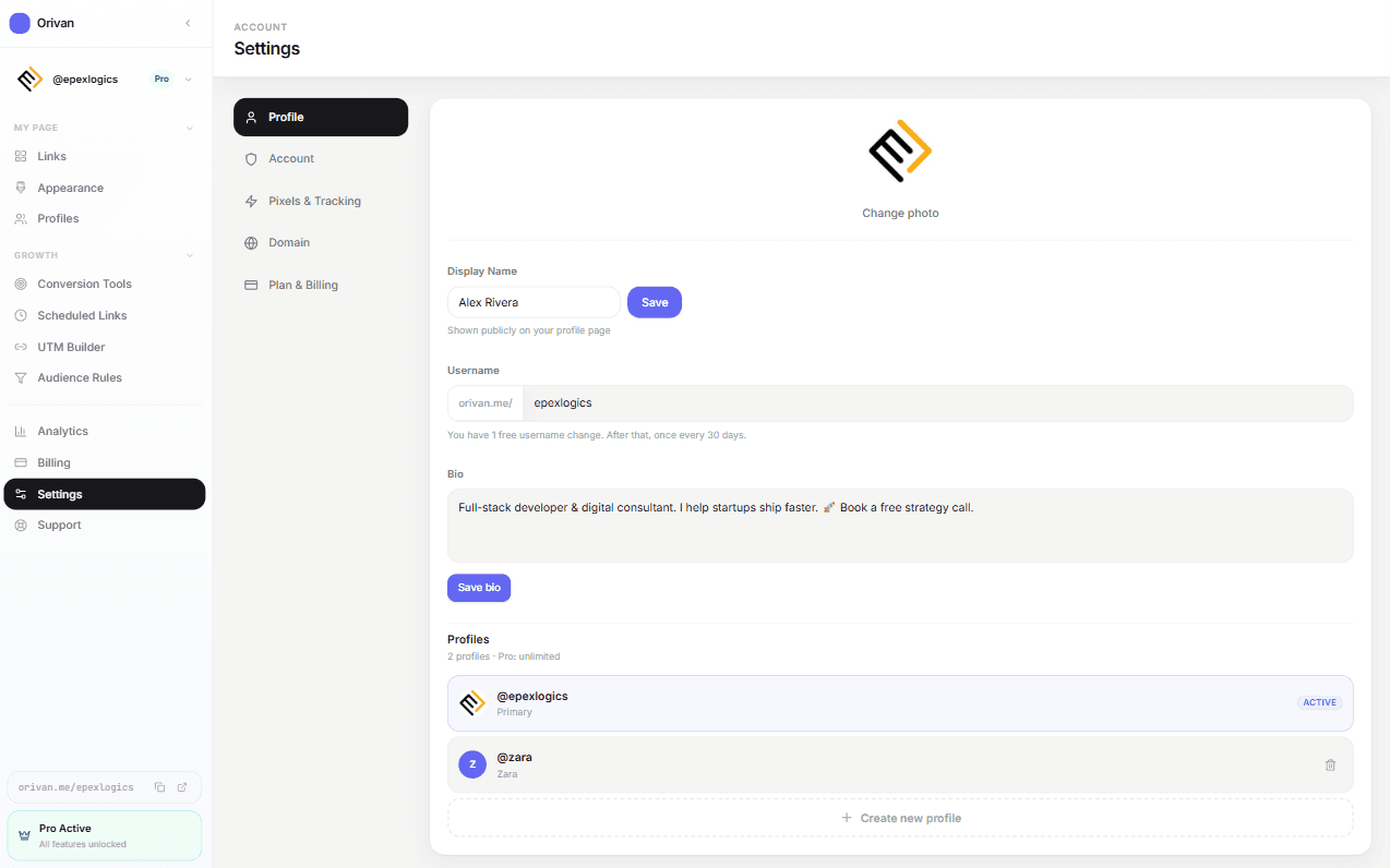 Settings & Profiles